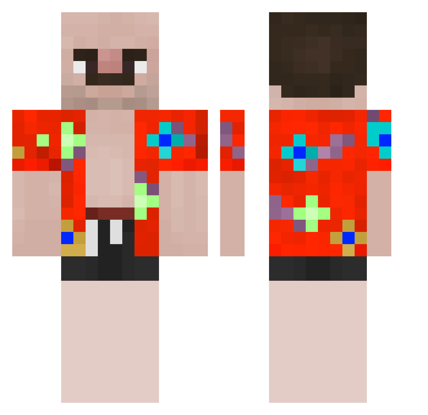 elbarikador Minecraft skin, front and back view