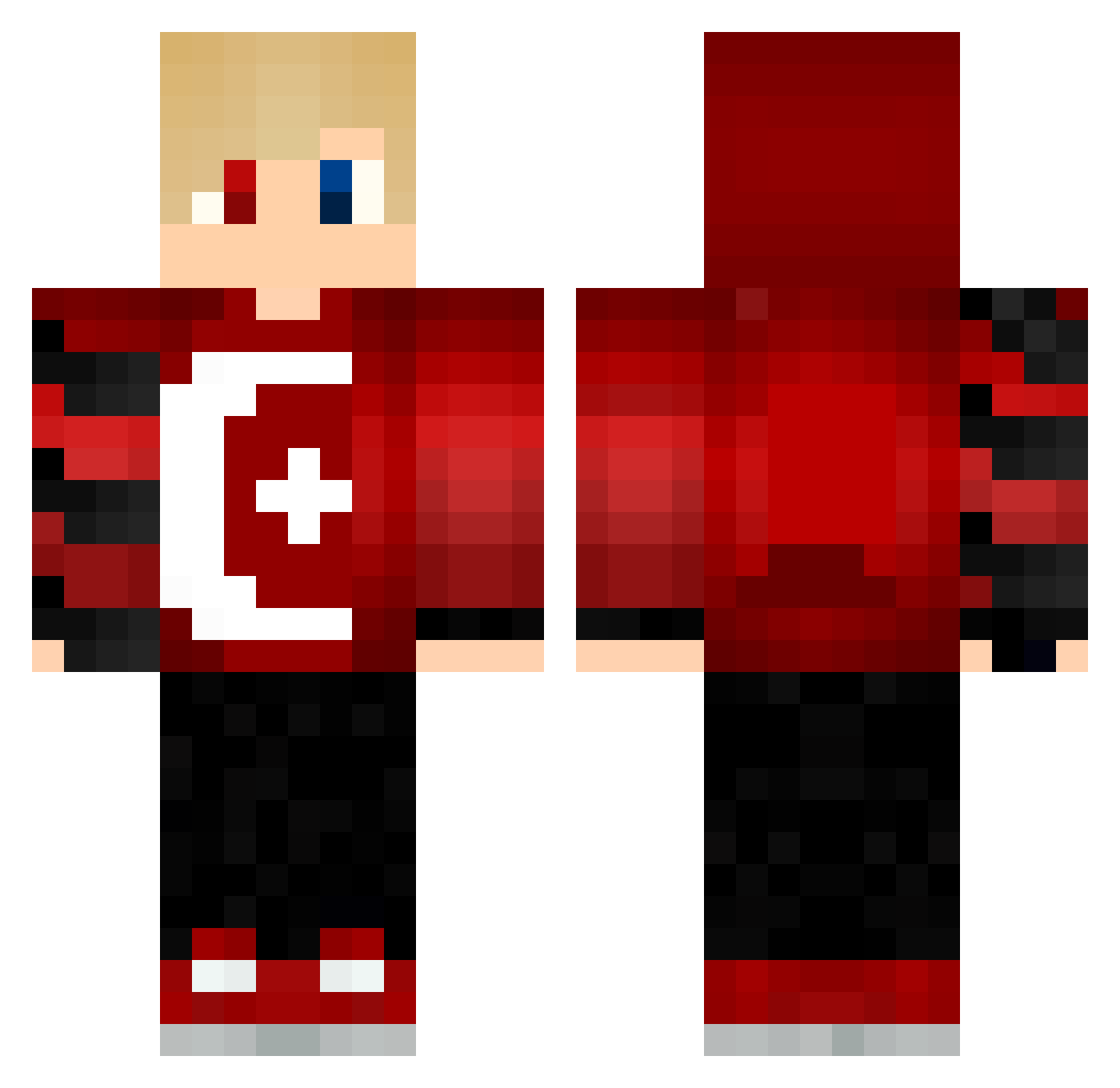 techtiger22 Minecraft skin, front and back view