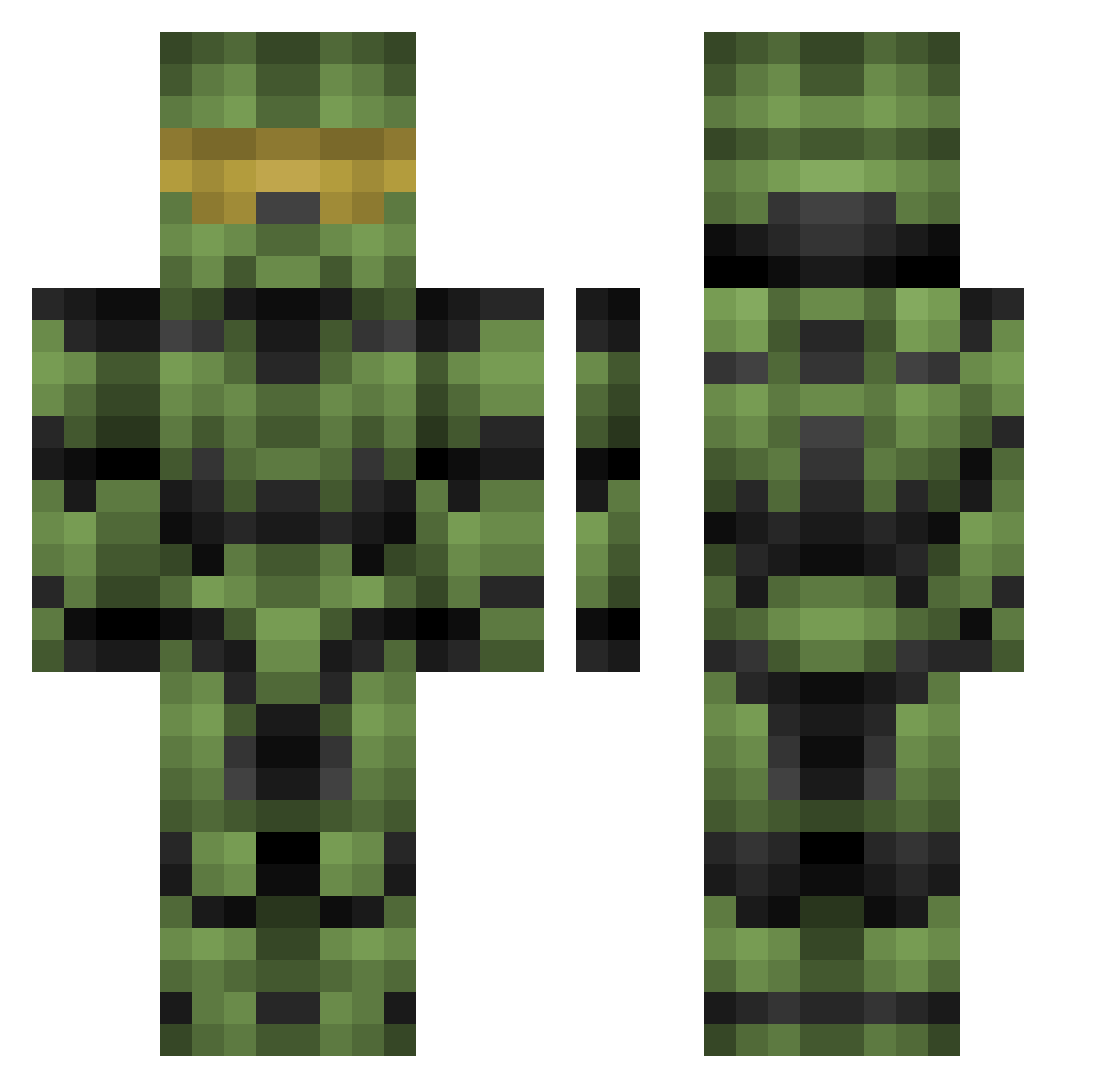 Theranium Minecraft skin, front and back view