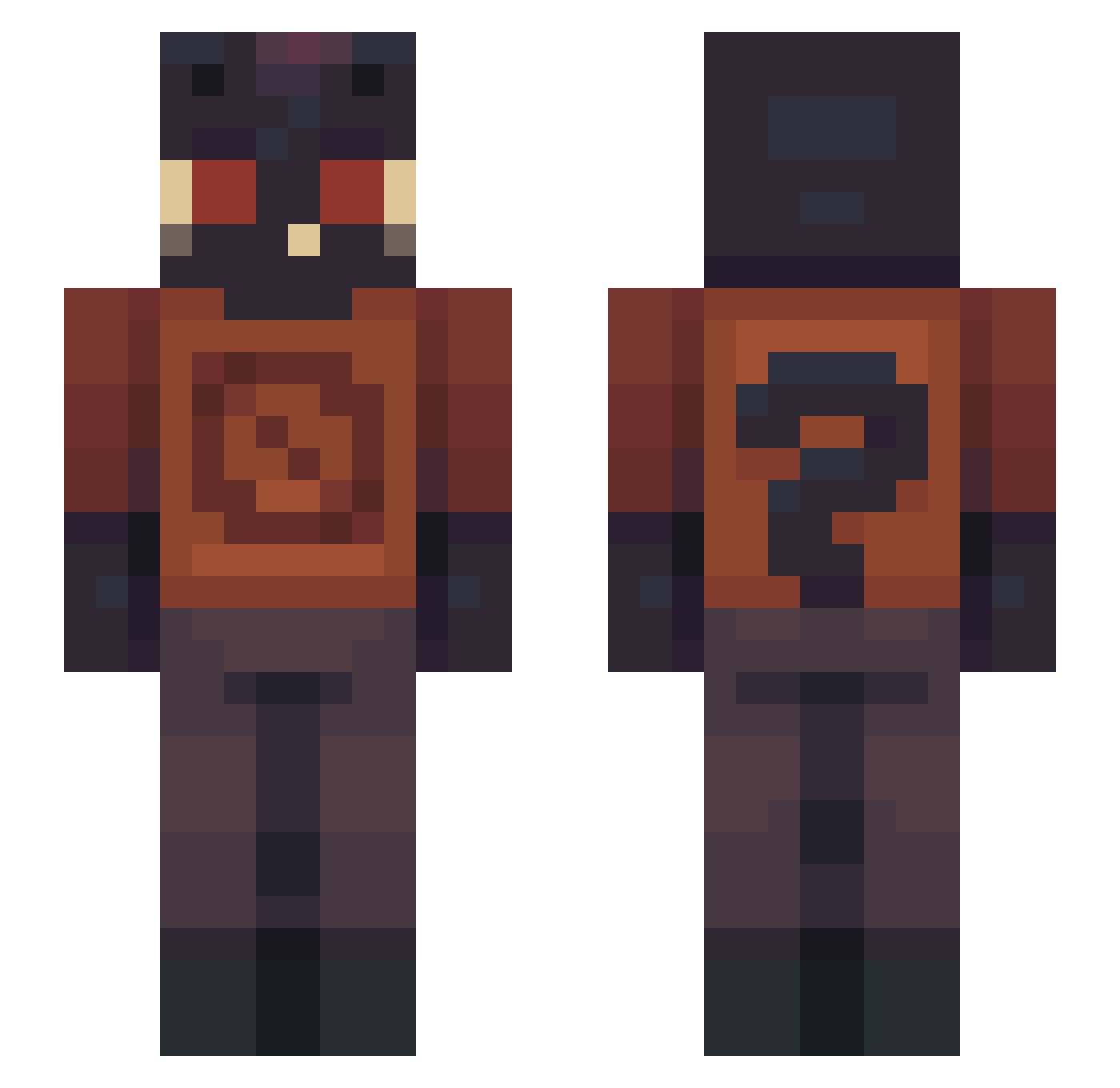 Gimmekiff Minecraft skin, front and back view
