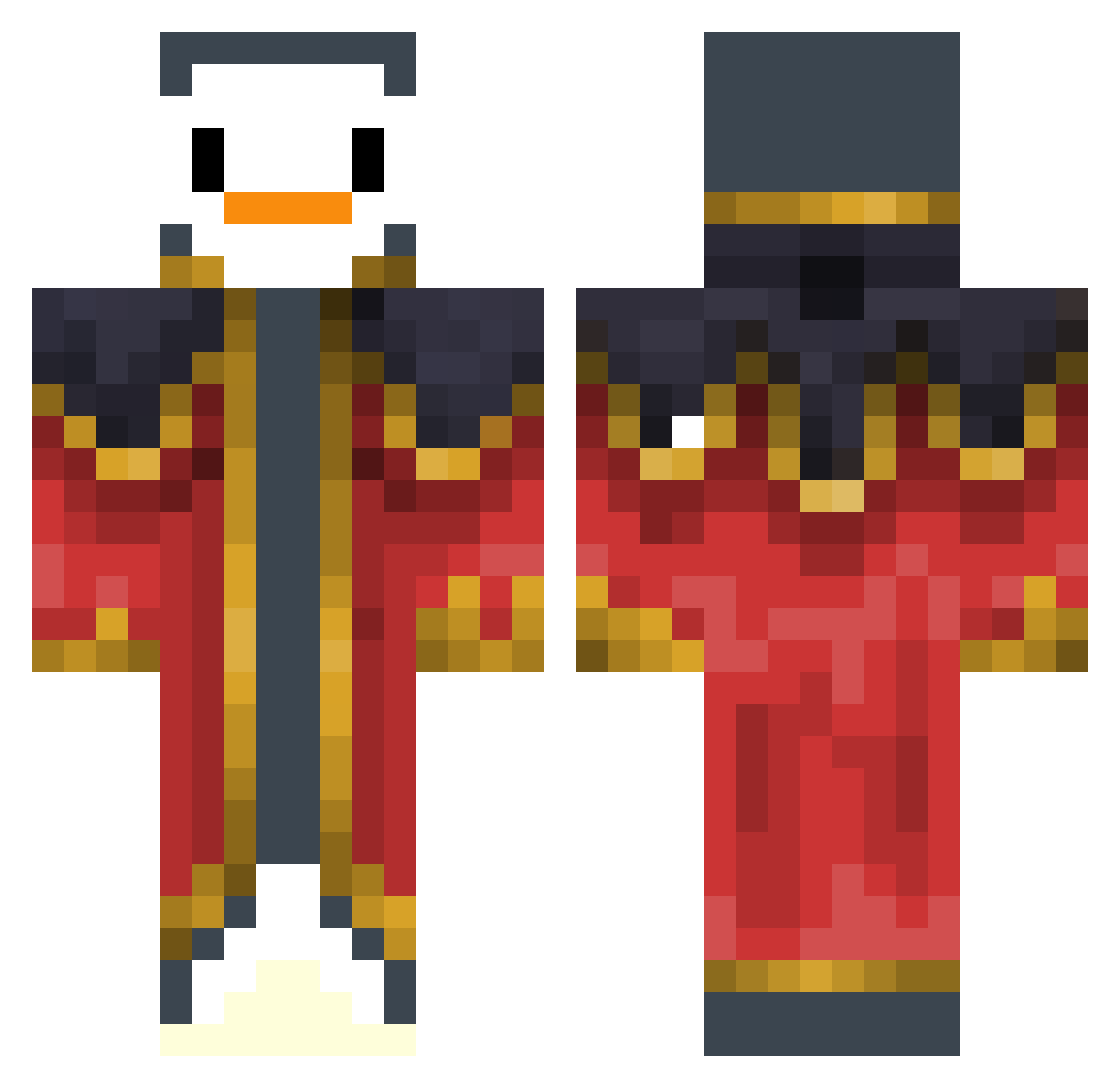 fashious Minecraft skin, front and back view