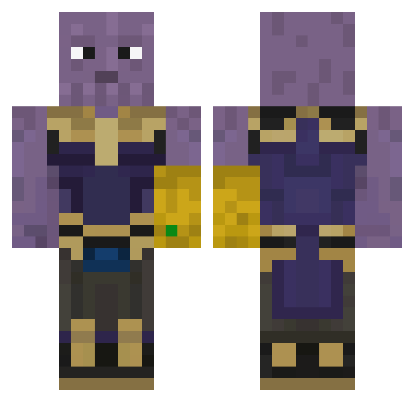 The_Biggest_Man_ Minecraft skin, front and back view