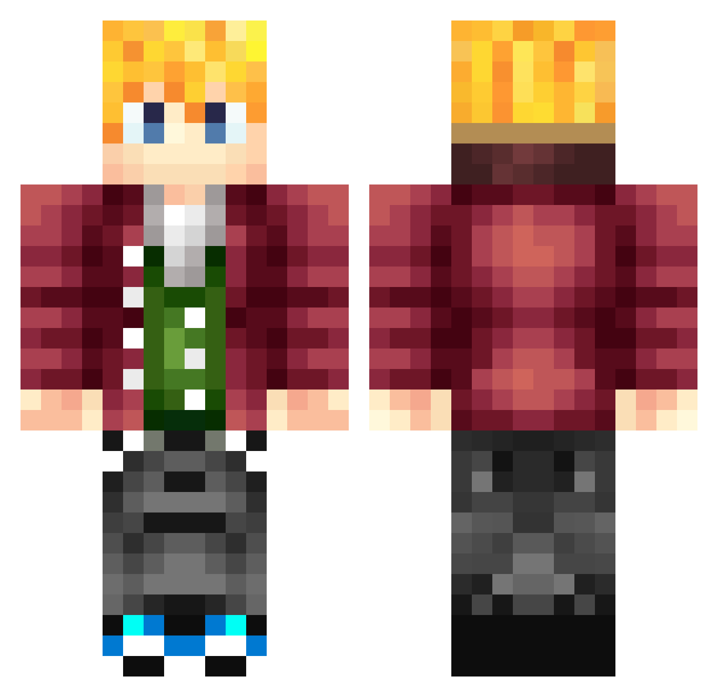 slefcx Minecraft skin, front and back view
