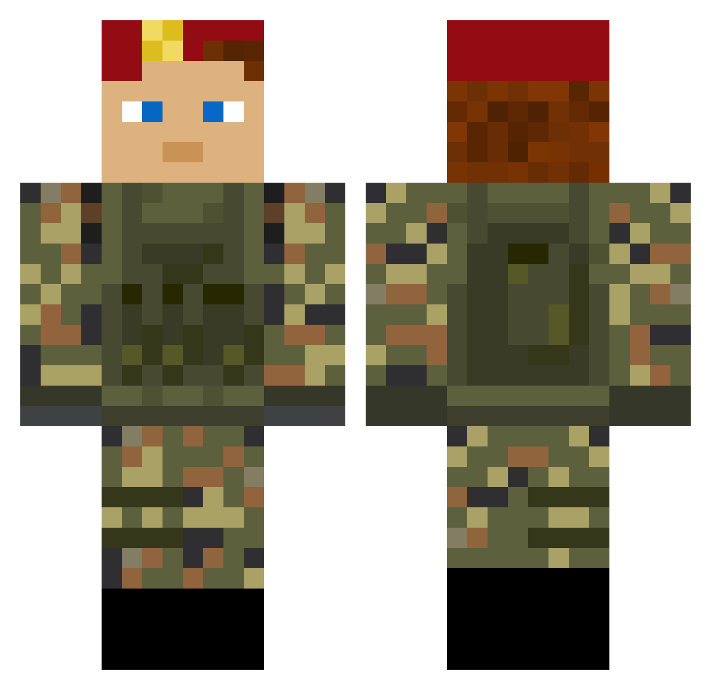 Rookie1077 Minecraft skin, front and back view