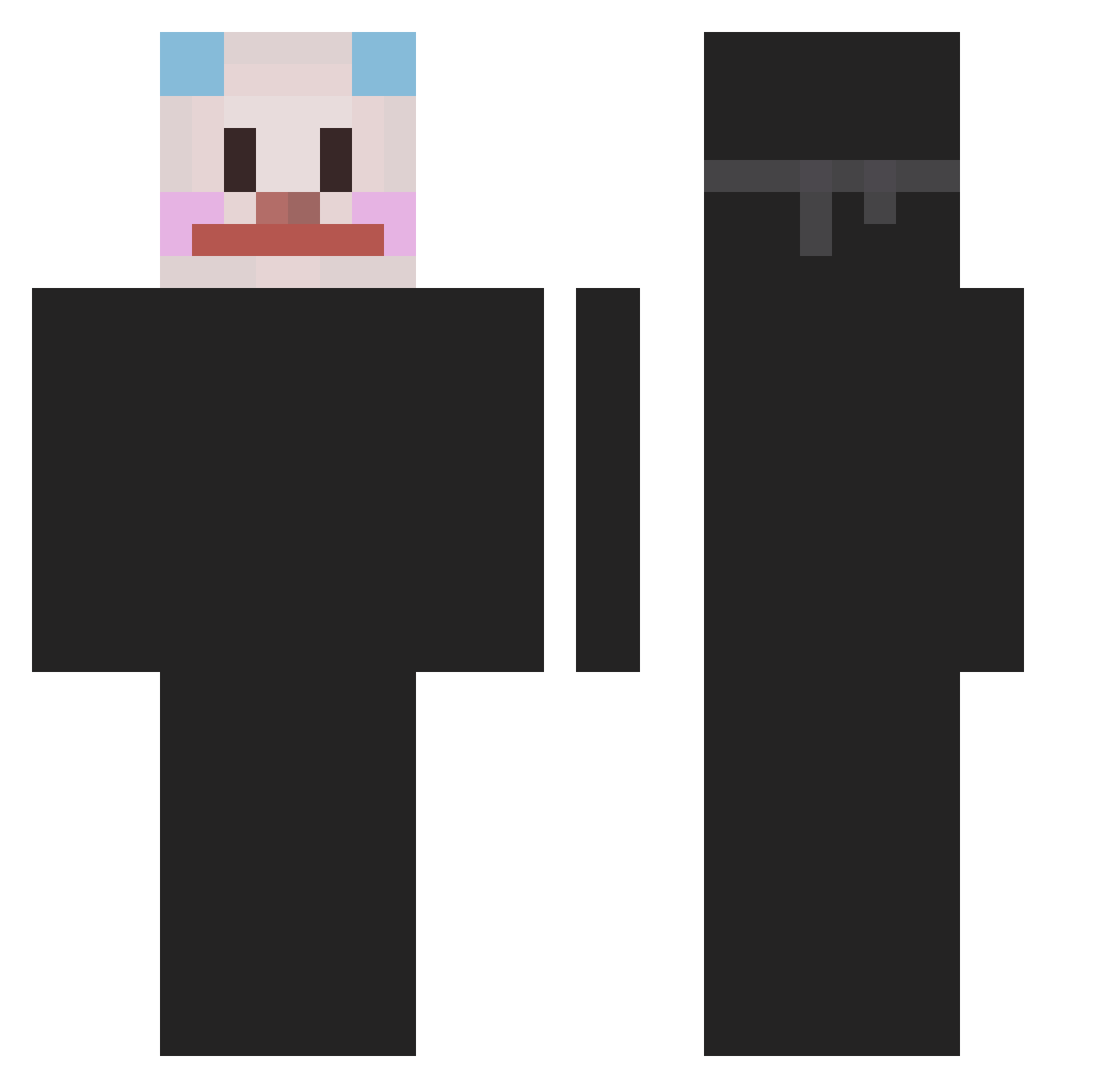 screamy Minecraft skin, front and back view
