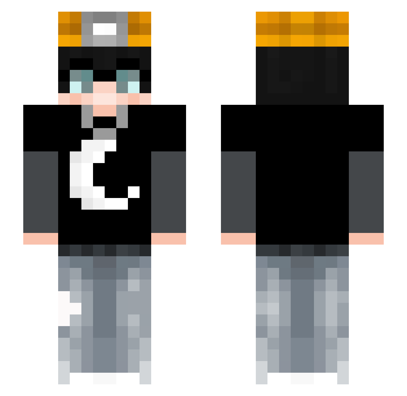 Vxpr1m3 Minecraft skin, front and back view