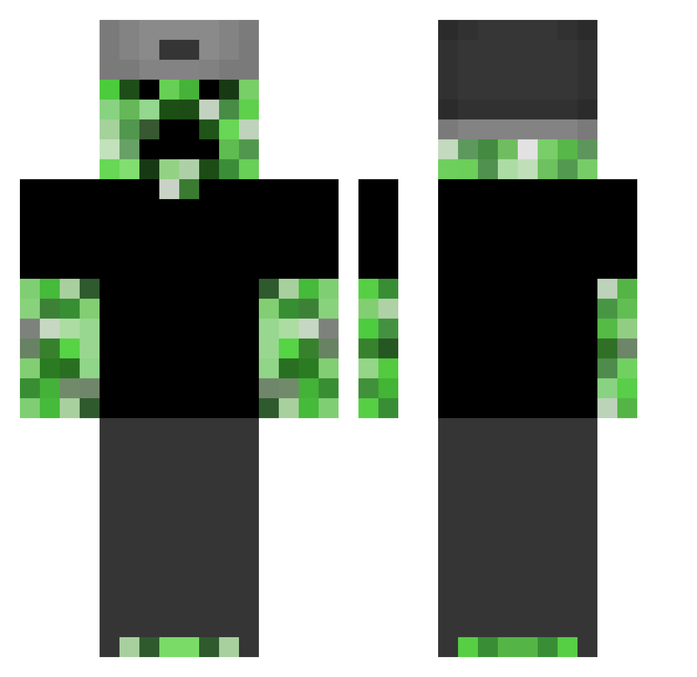 qtile Minecraft skin, front and back view