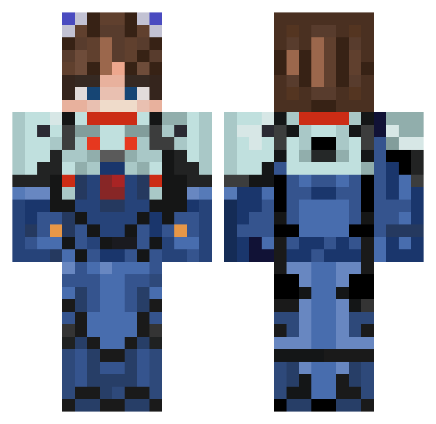 JustaDiv Minecraft skin, front and back view
