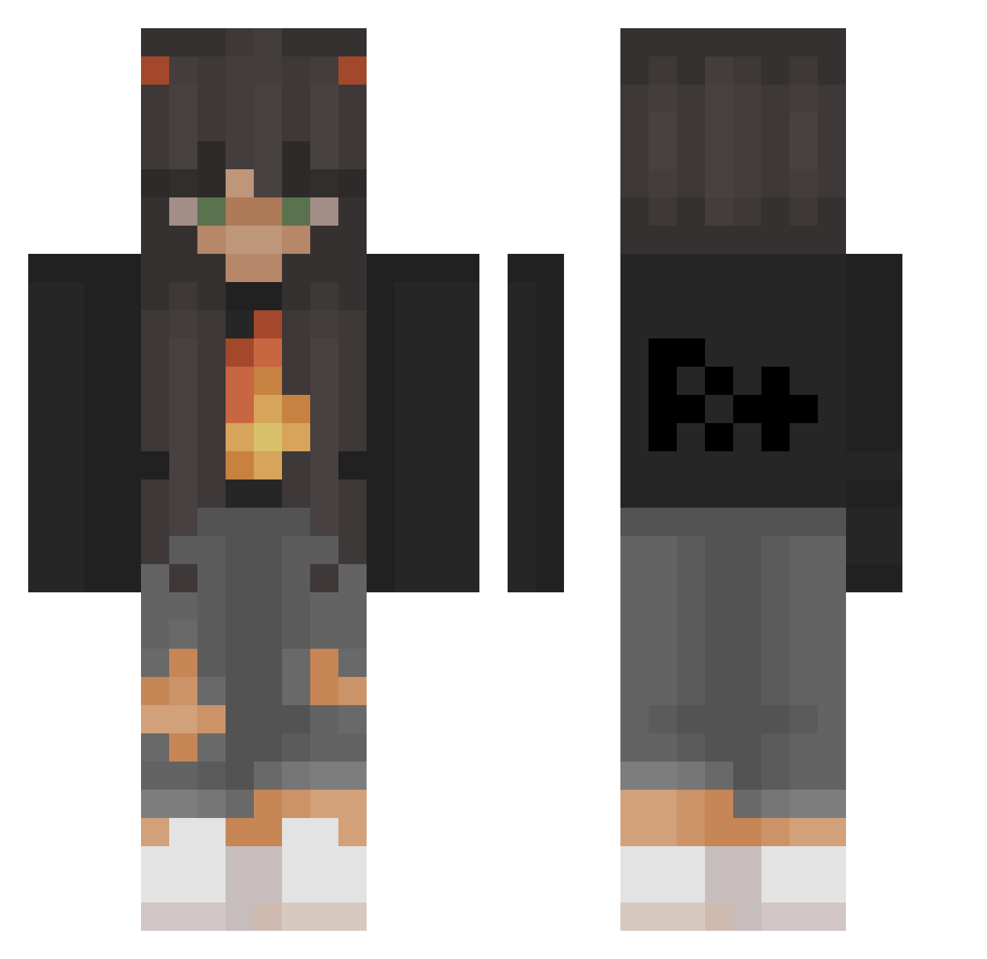 xLxna Minecraft skin, front and back view