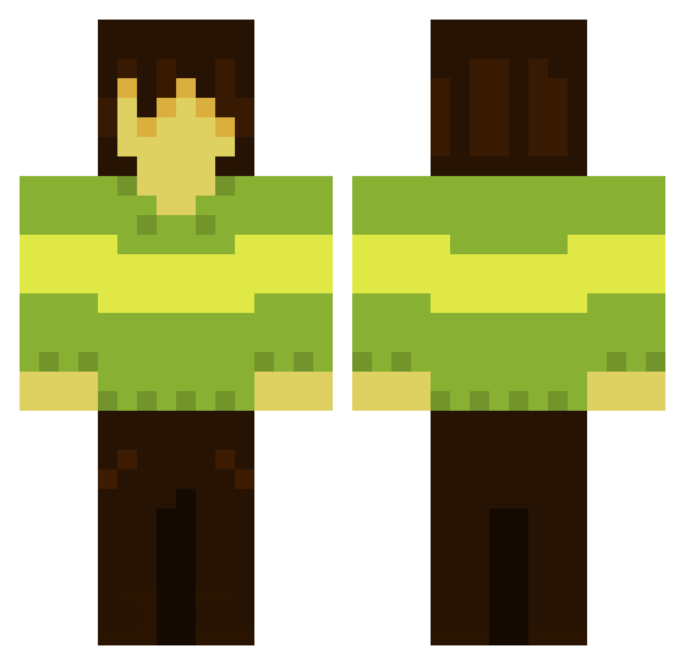 Musicful Minecraft skin, front and back view