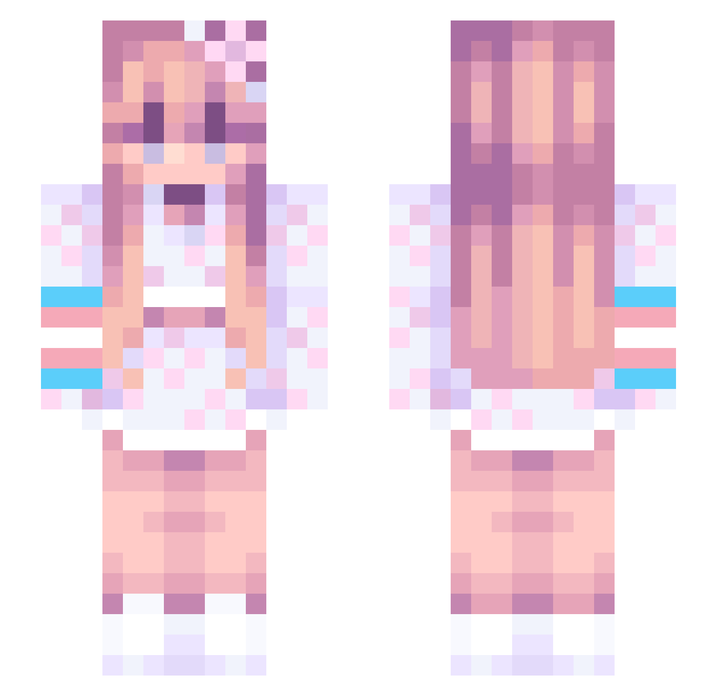 Nacaat Minecraft skin, front and back view