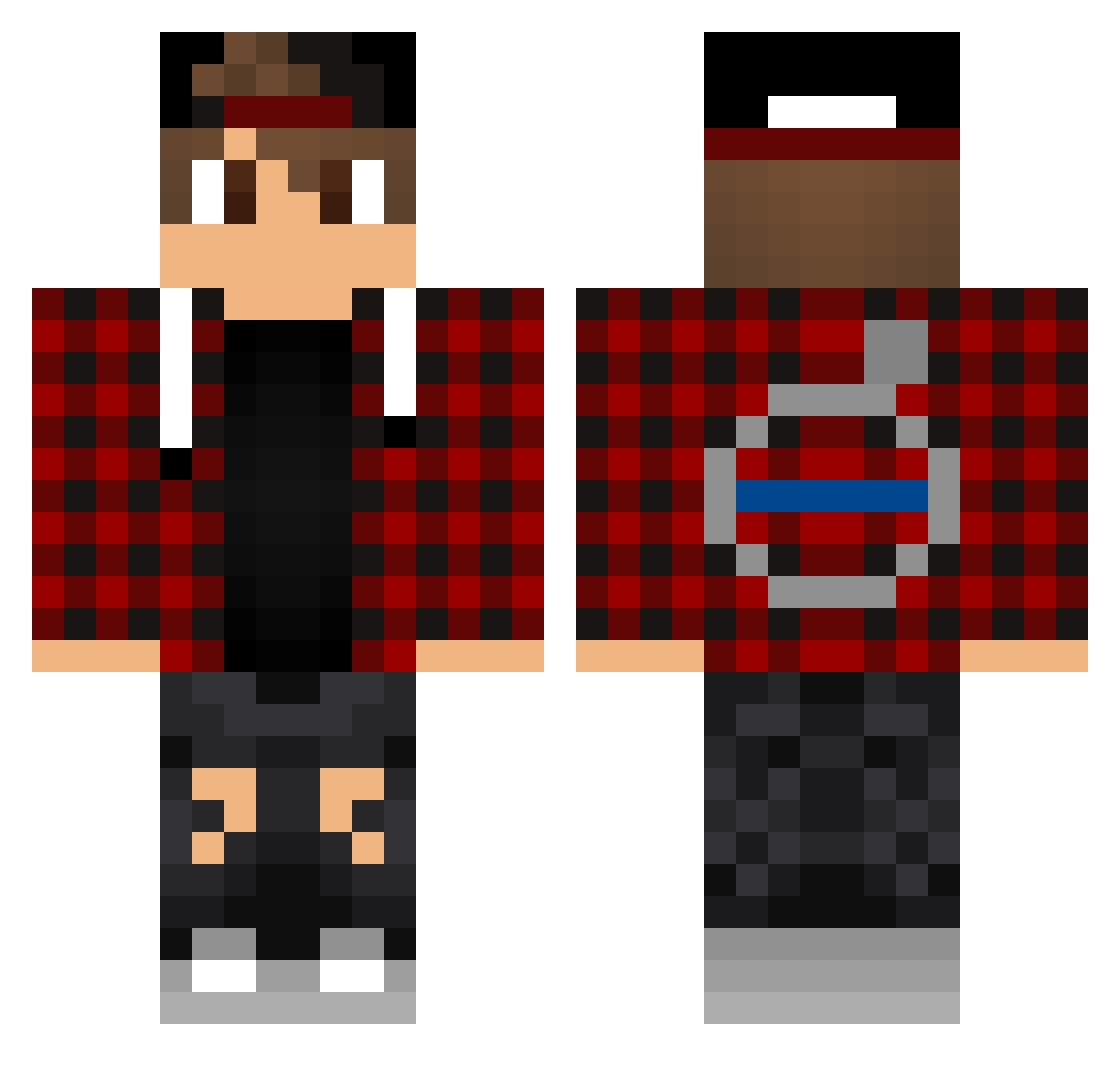 Nogal09 Minecraft skin, front and back view