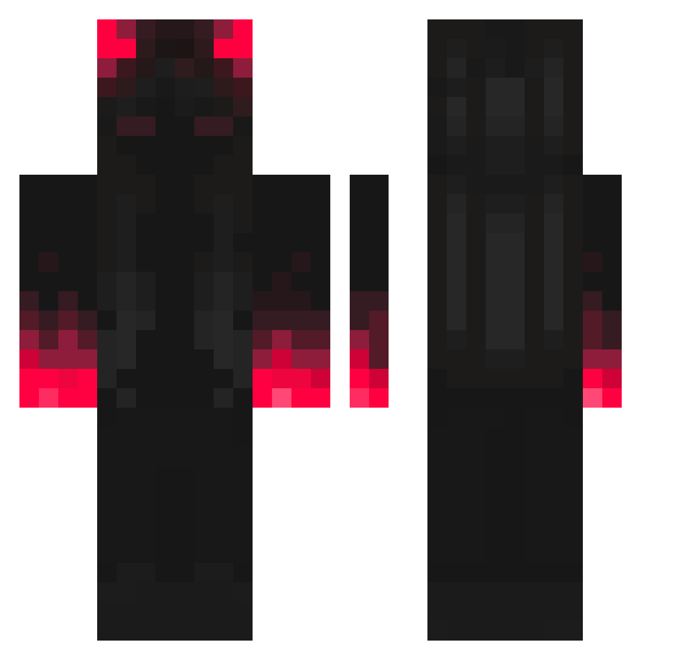 Zuckless Minecraft skin, front and back view