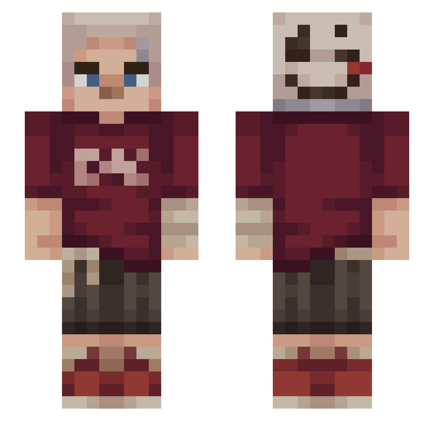 shinshimoz Minecraft skin, front and back view