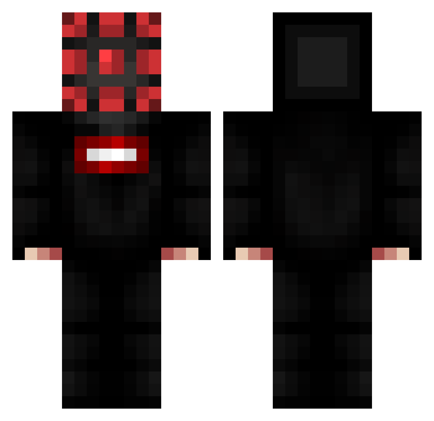 Chqlenged Minecraft skin, front and back view