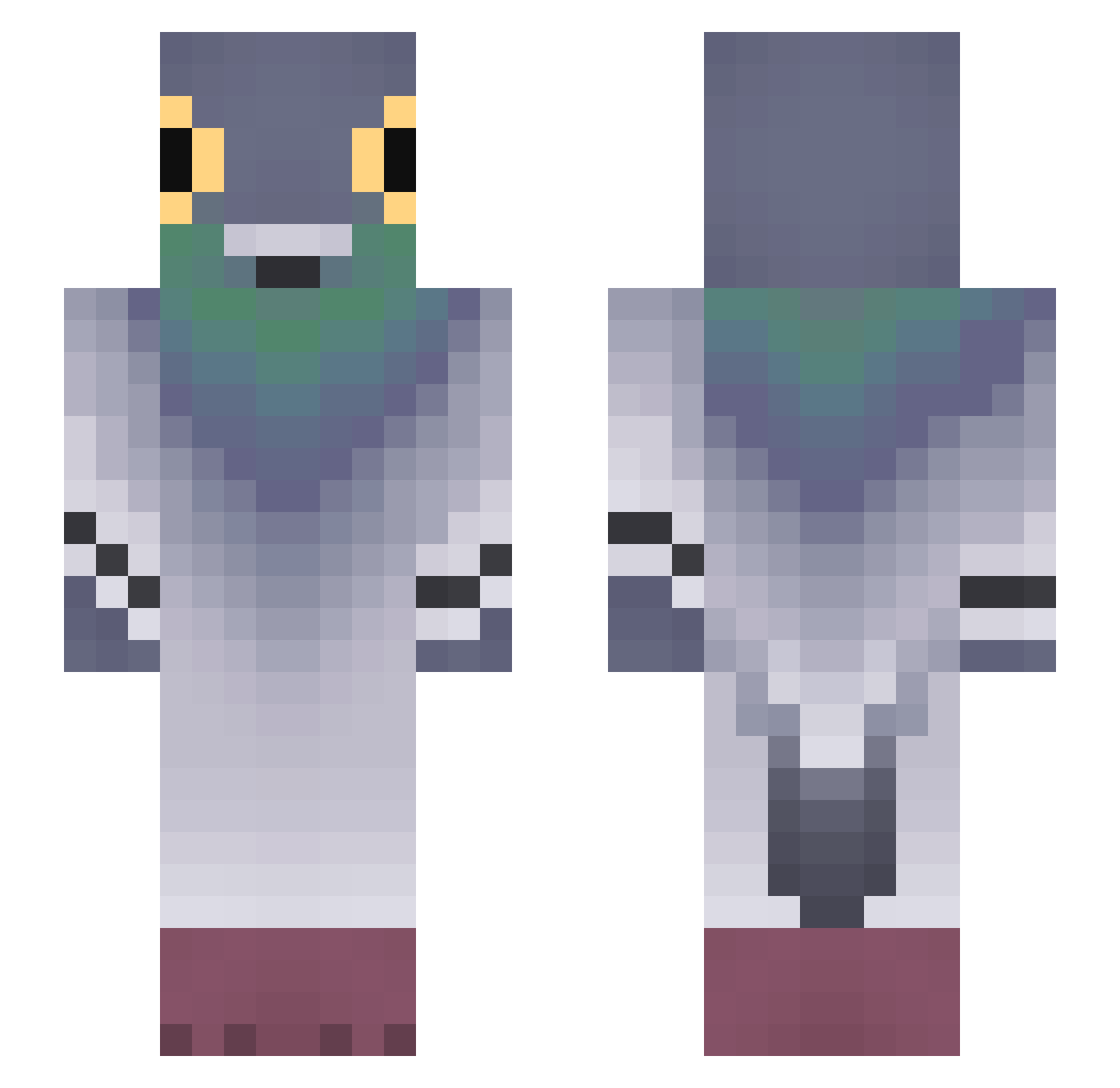 Snupsilupp Minecraft skin, front and back view