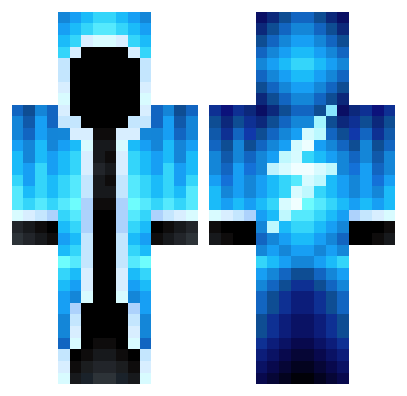 Aqualam Minecraft skin, front and back view