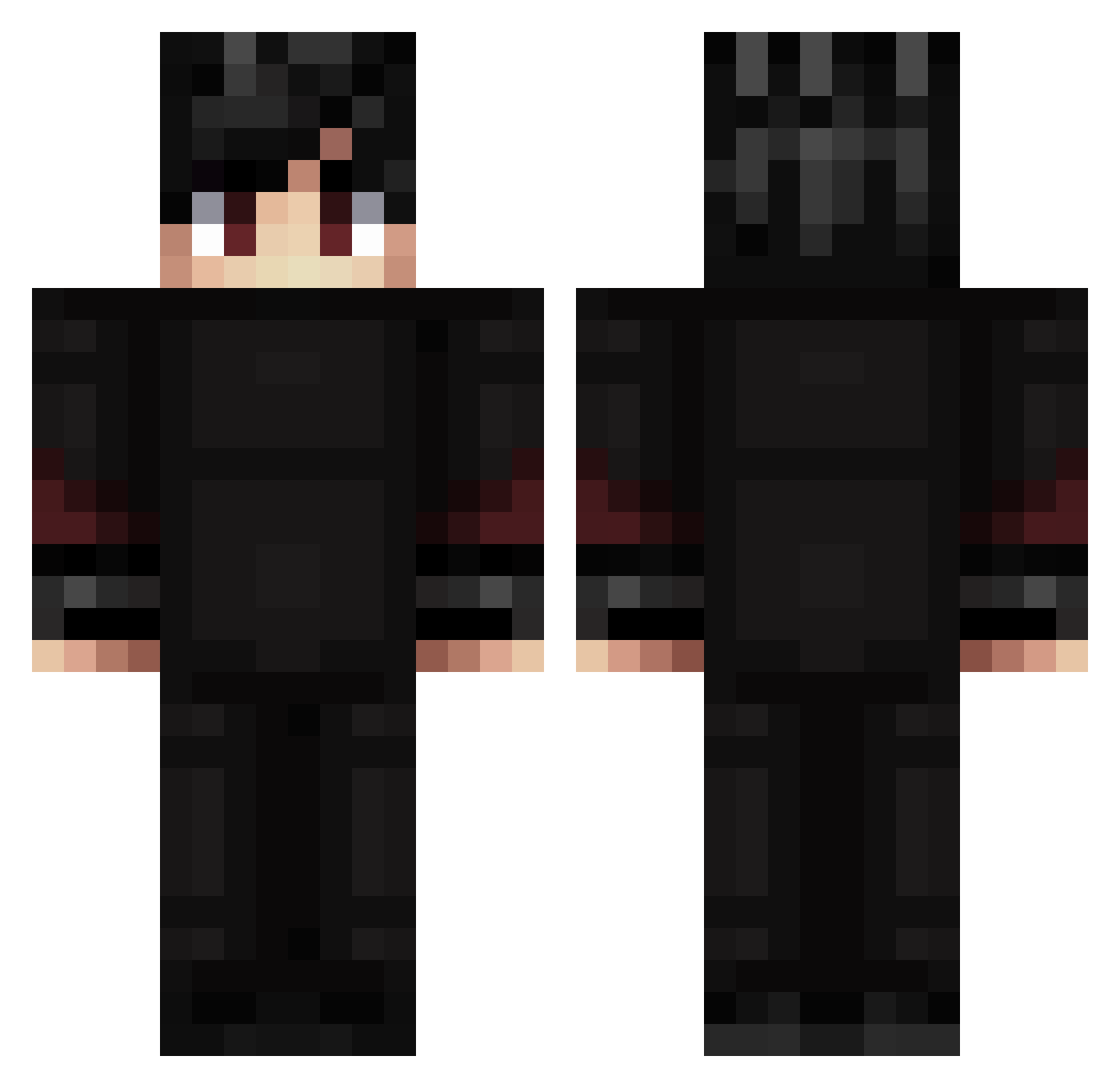 StrafeD3US Minecraft skin, front and back view