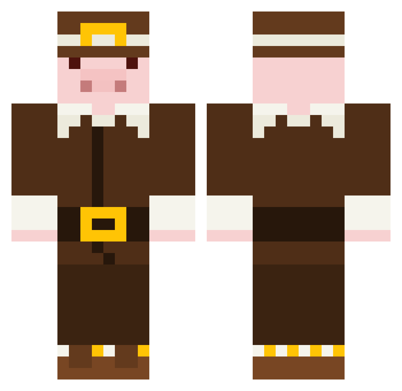 ShiradeK Minecraft skin, front and back view