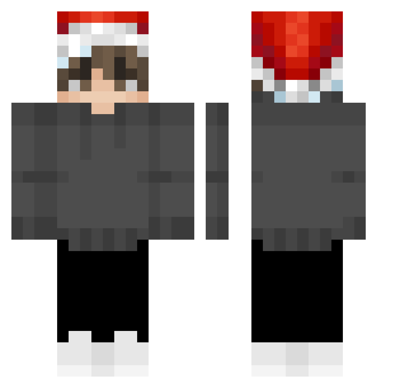 sorakalmao Minecraft skin, front and back view