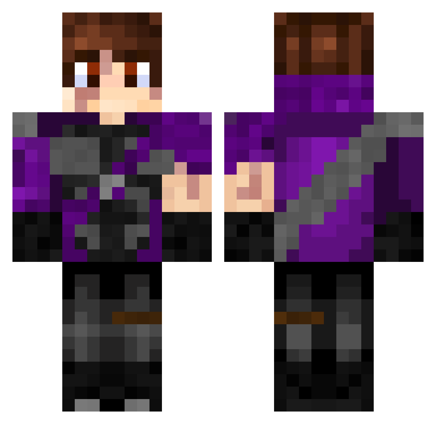 CinnoLIVE Minecraft skin, front and back view