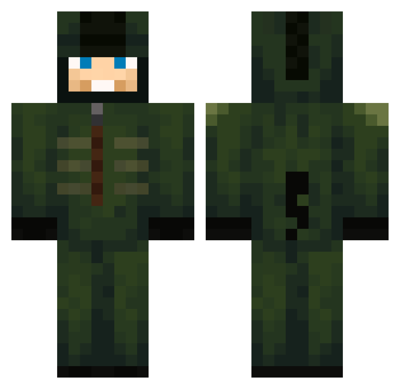xaienz Minecraft skin, front and back view