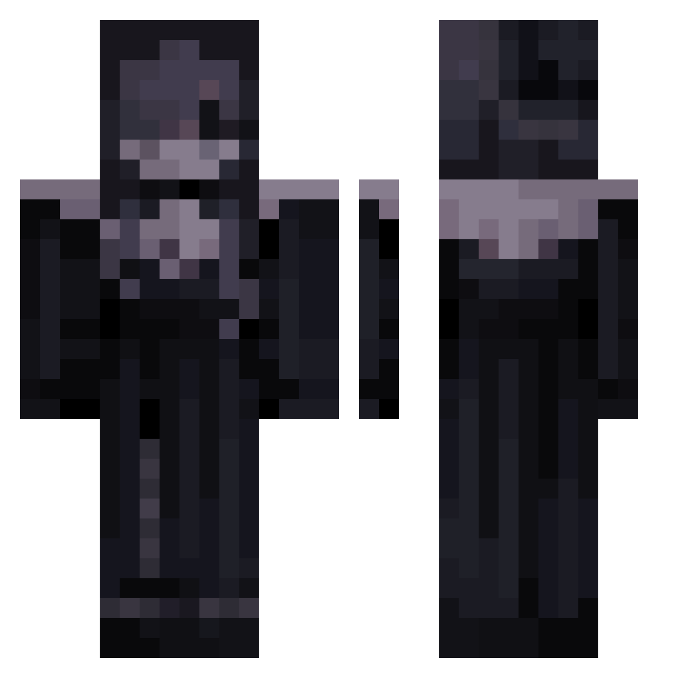 jvstcreature Minecraft skin, front and back view