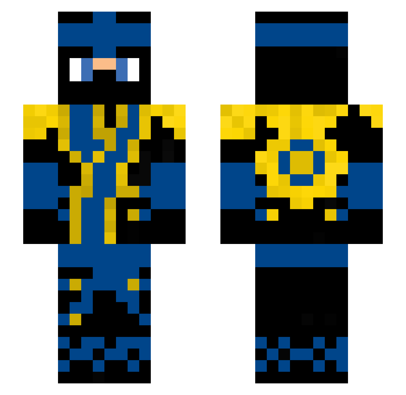 Manacrypt Minecraft skin, front and back view