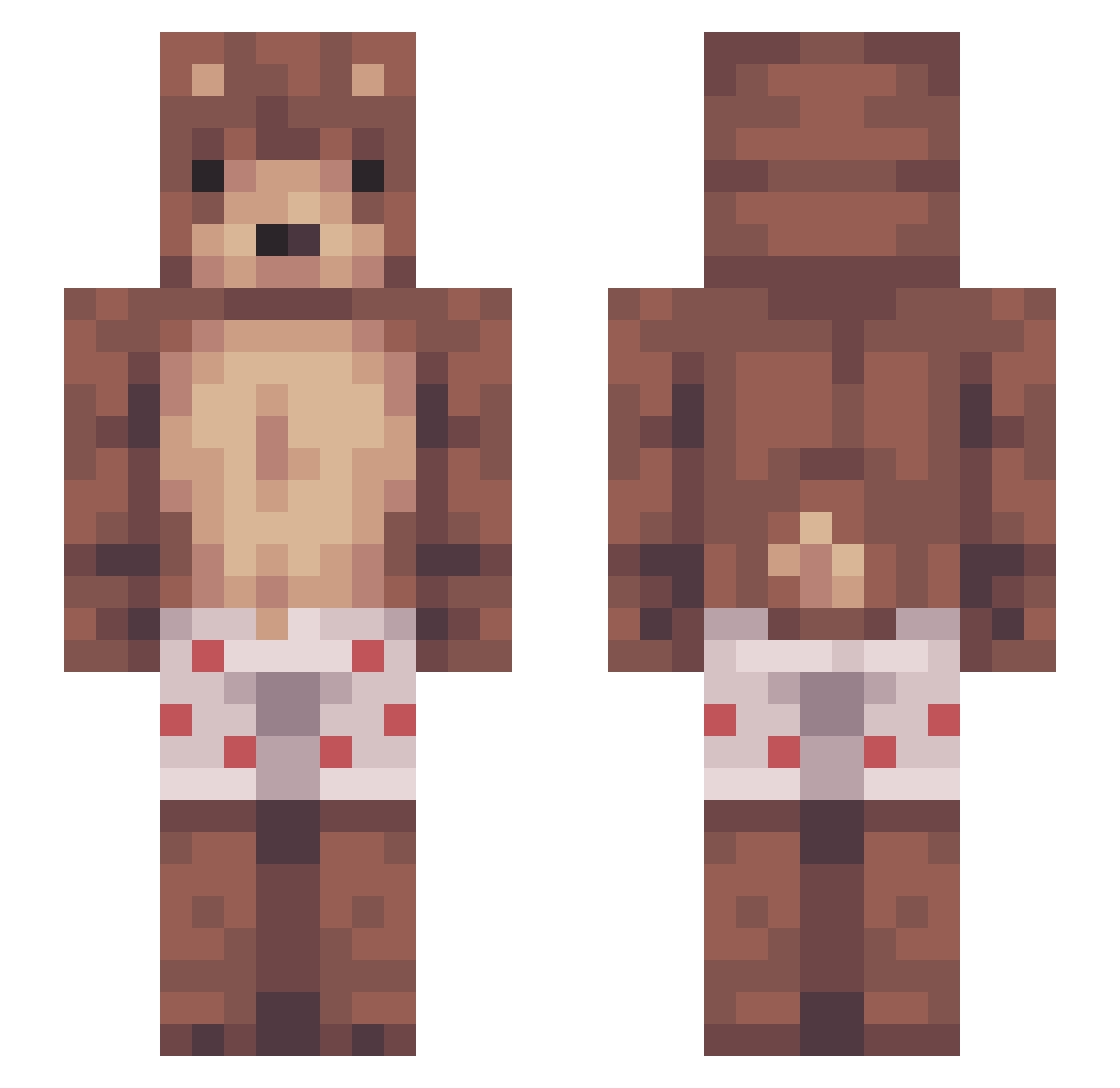 guigalovee Minecraft skin, front and back view