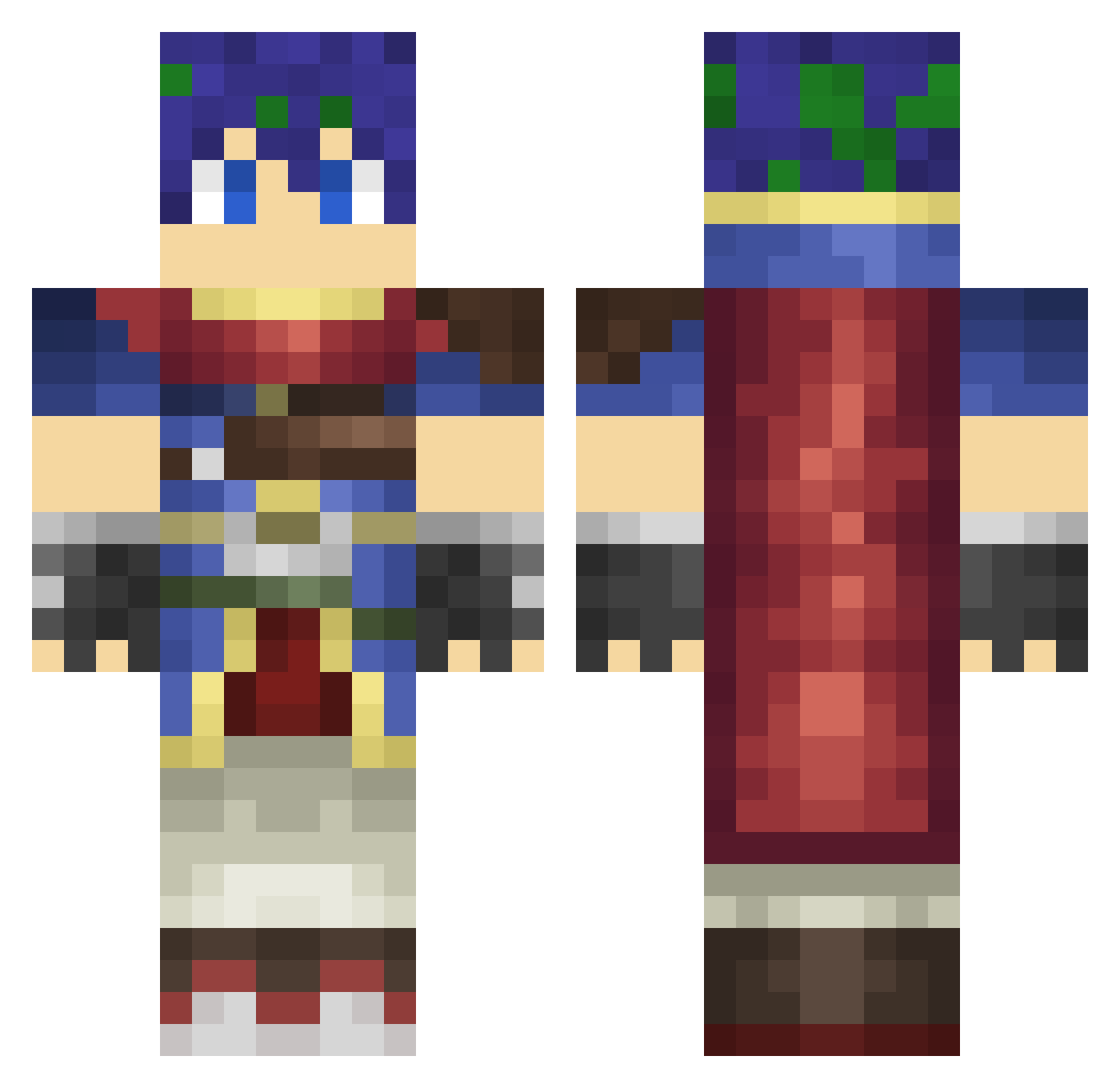 Loggerheads Minecraft skin, front and back view