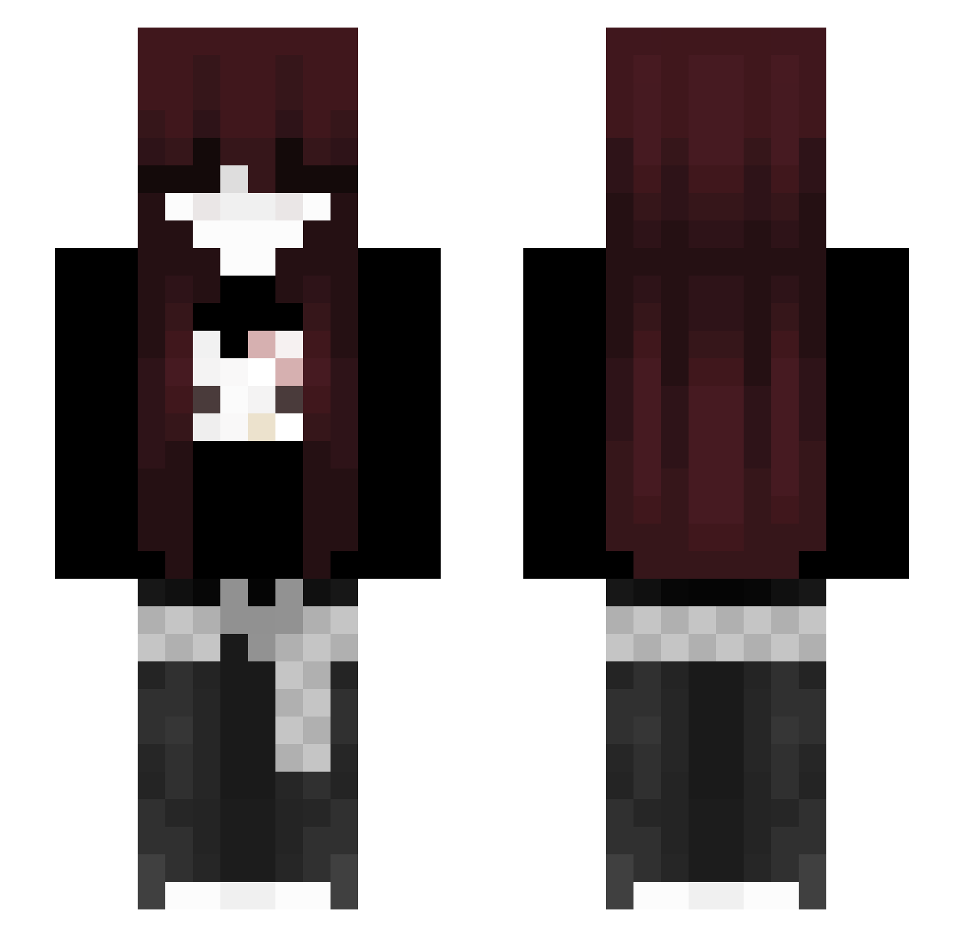 xVileKitty Minecraft skin, front and back view