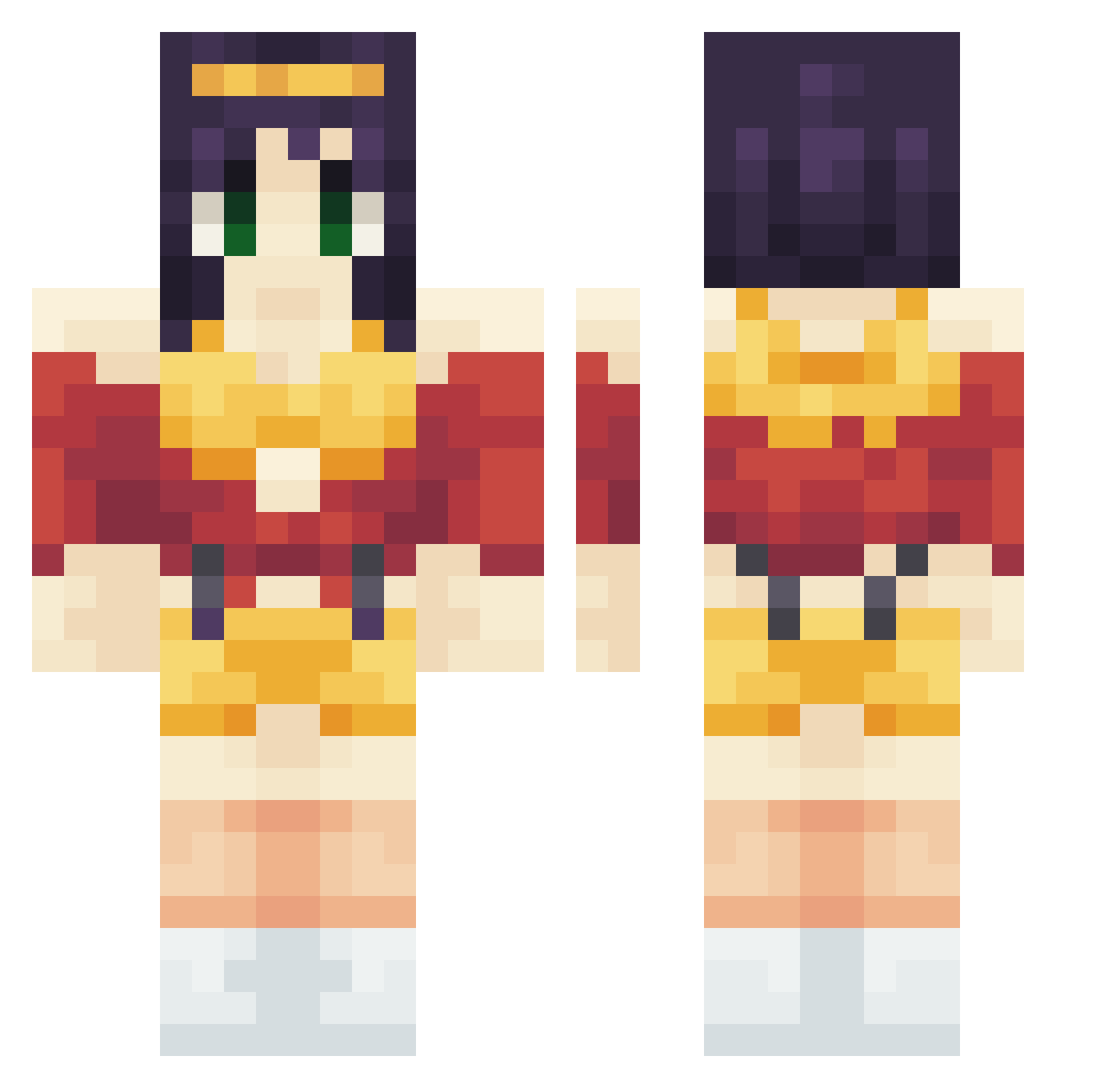 M1xst Minecraft skin, front and back view