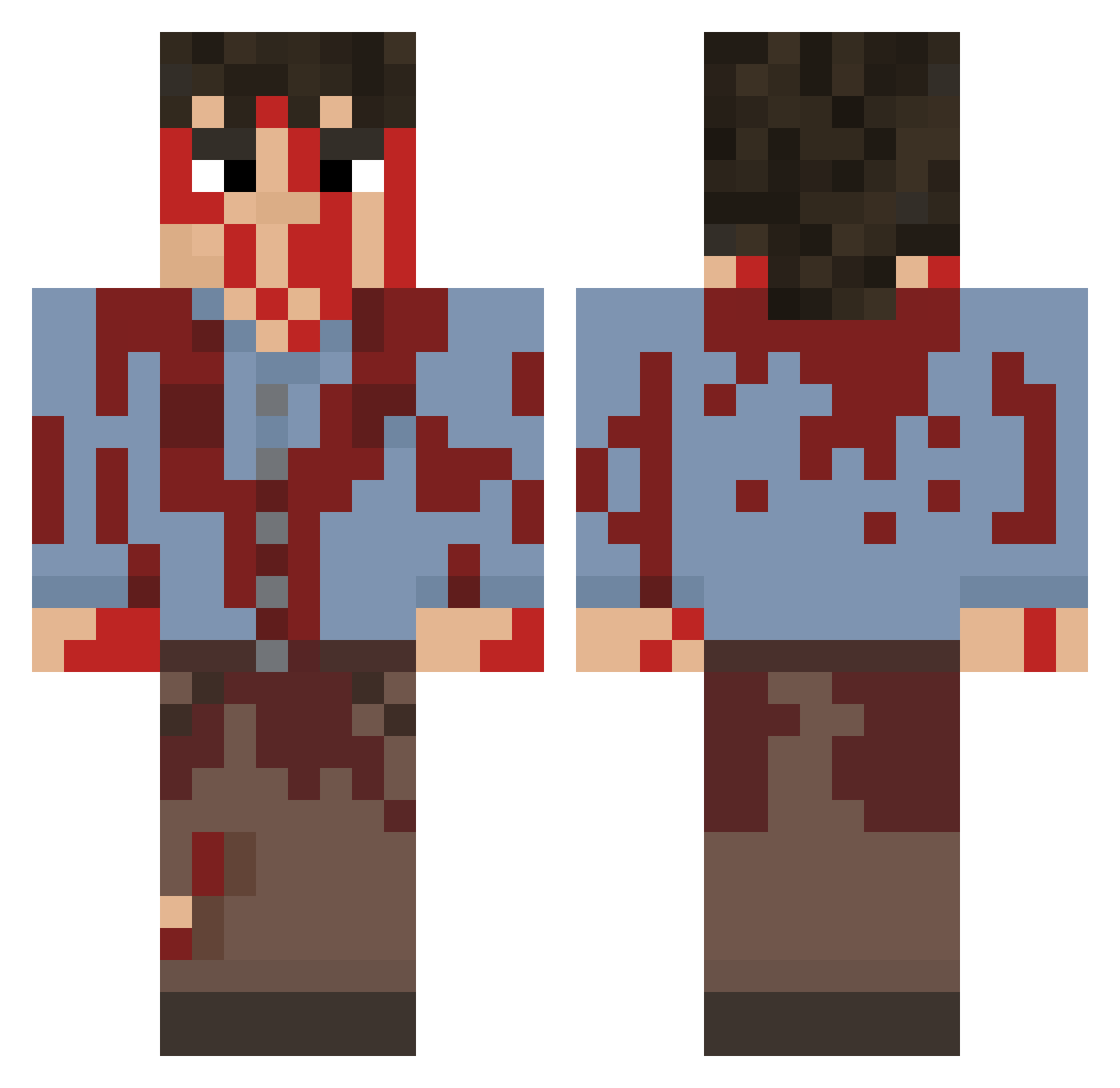 wkarz Minecraft skin, front and back view