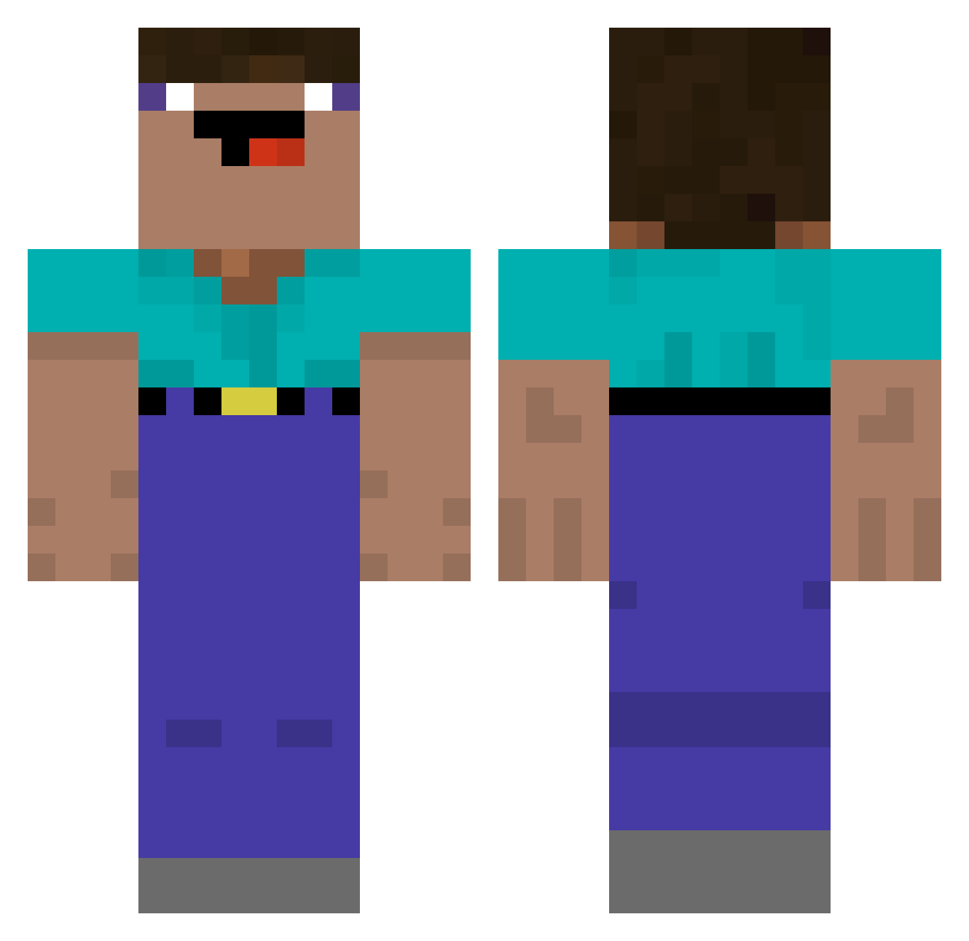 susmuerto Minecraft skin, front and back view
