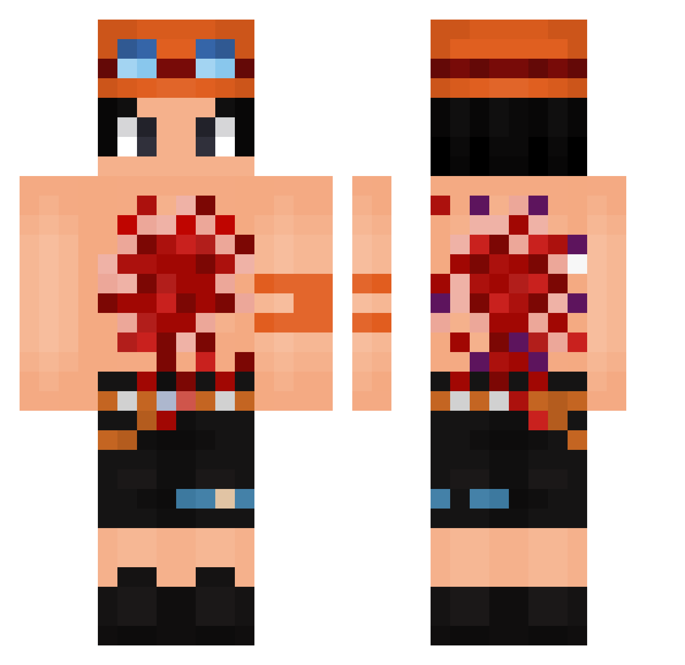 Beemoeh Minecraft skin, front and back view