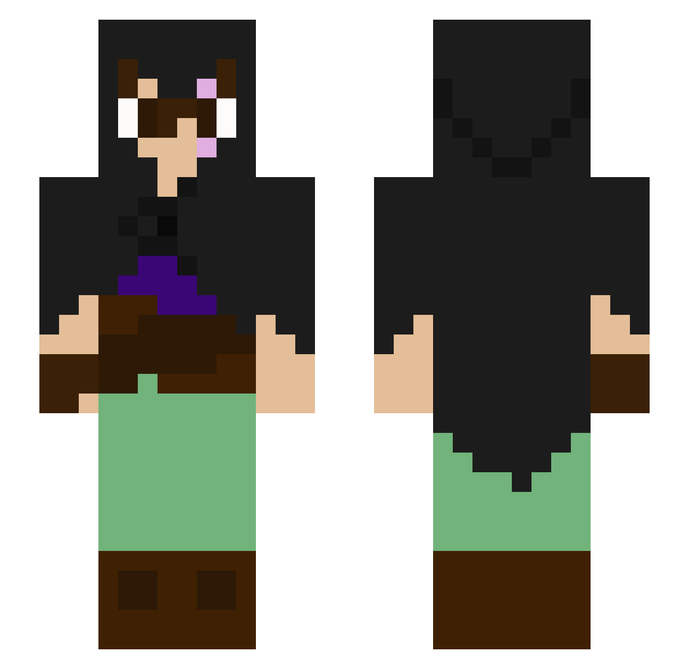 TenaCreeper Minecraft skin, front and back view