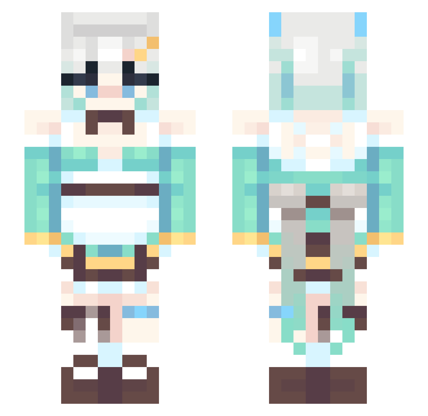 Rinotita Minecraft skin, front and back view
