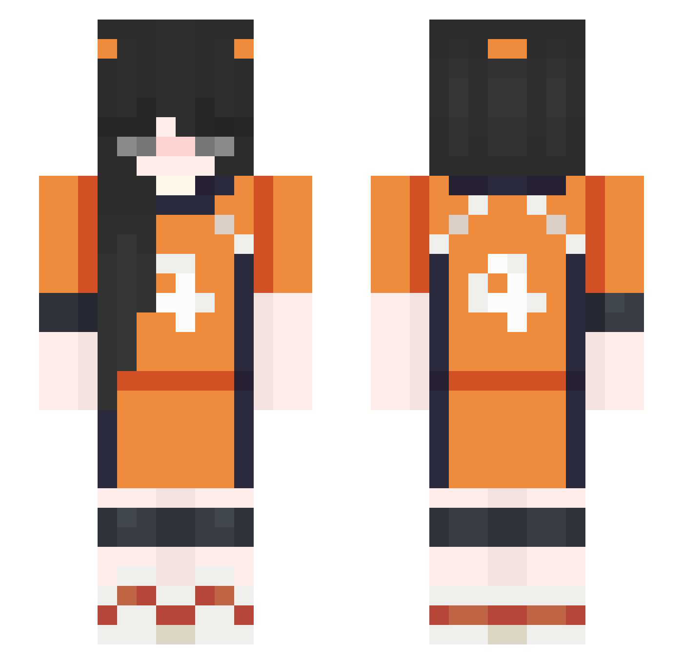 nish1noya Minecraft skin, front and back view