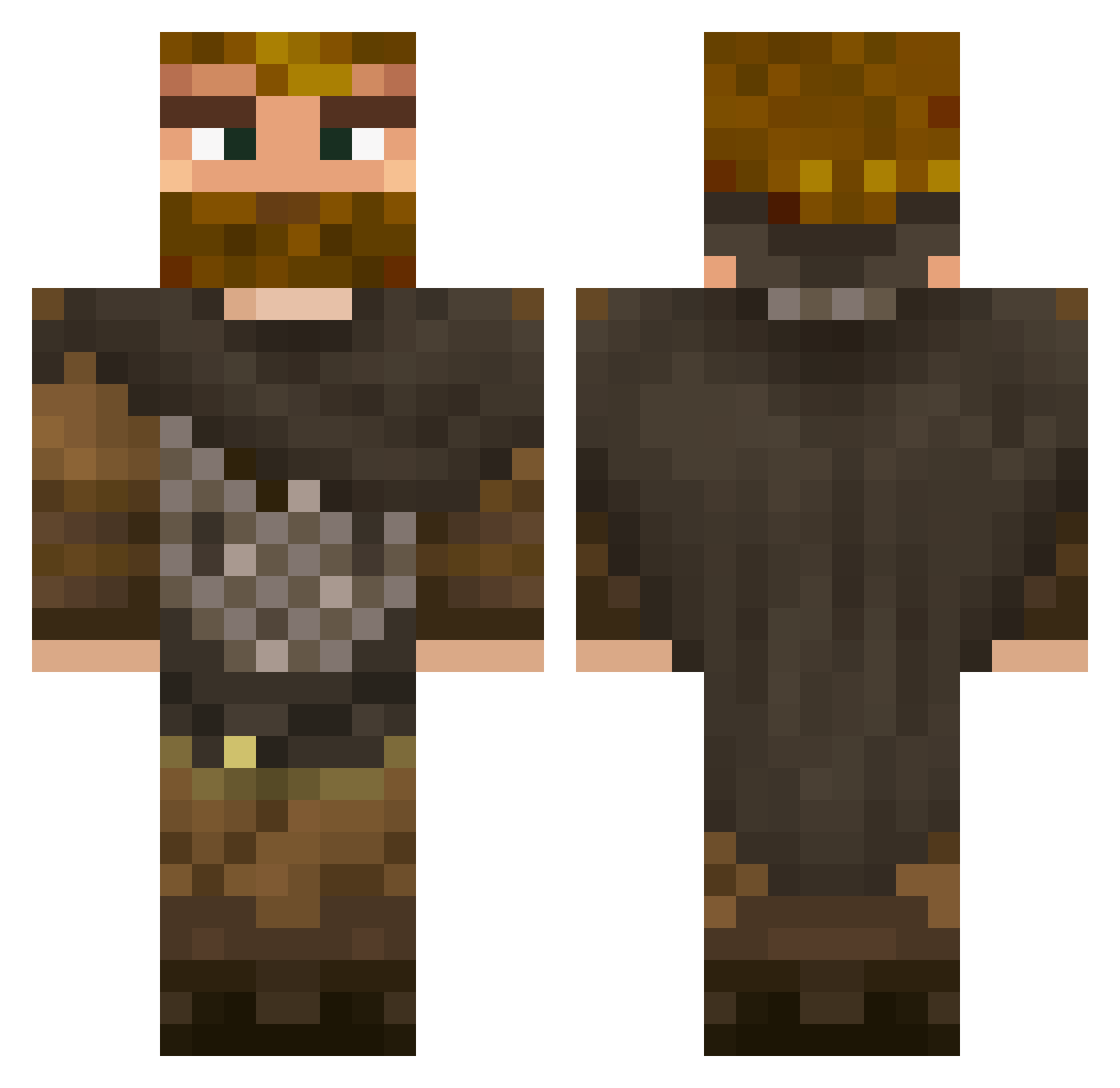 Nakem Minecraft skin, front and back view