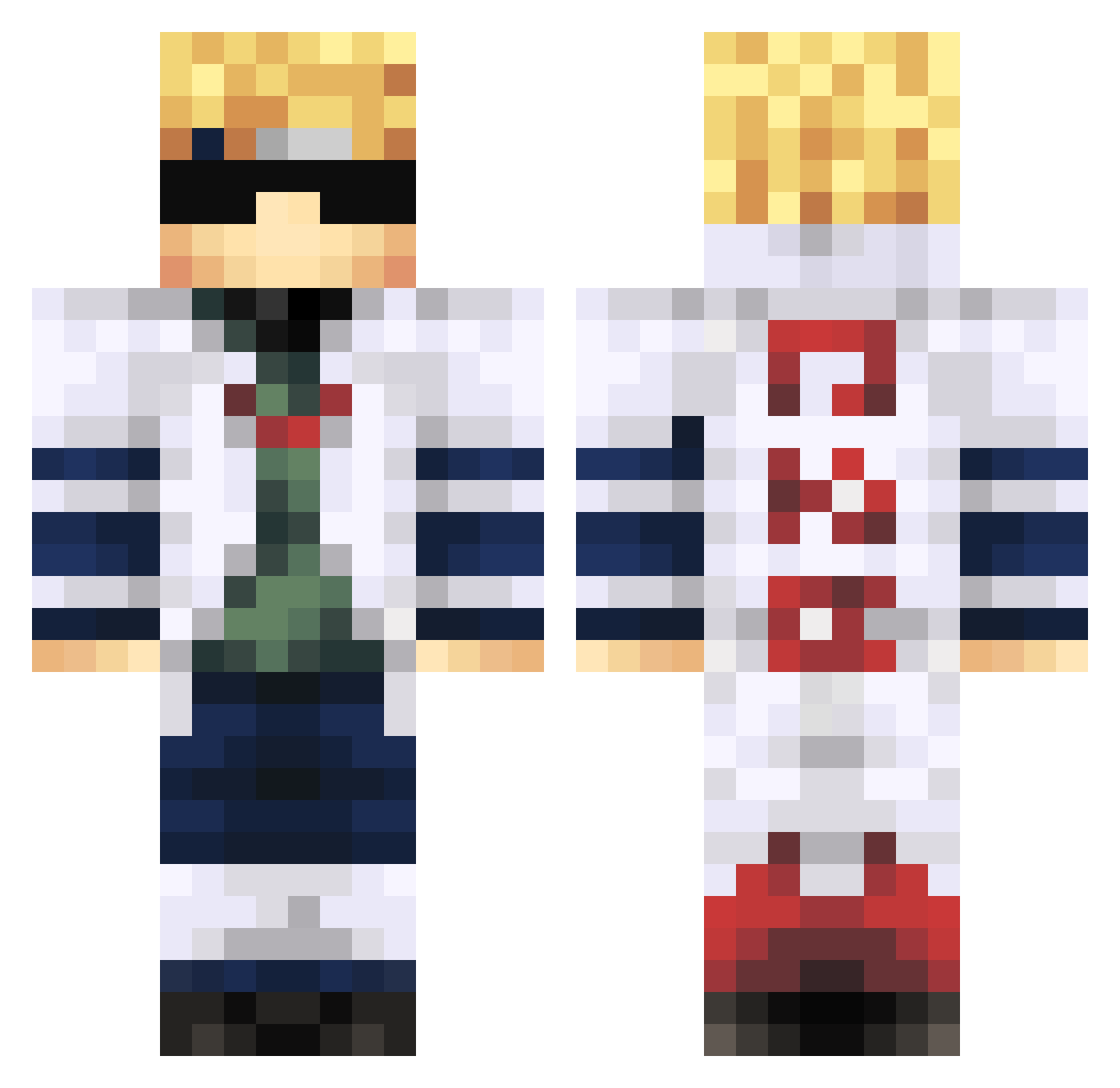 Indivas1 Minecraft skin, front and back view