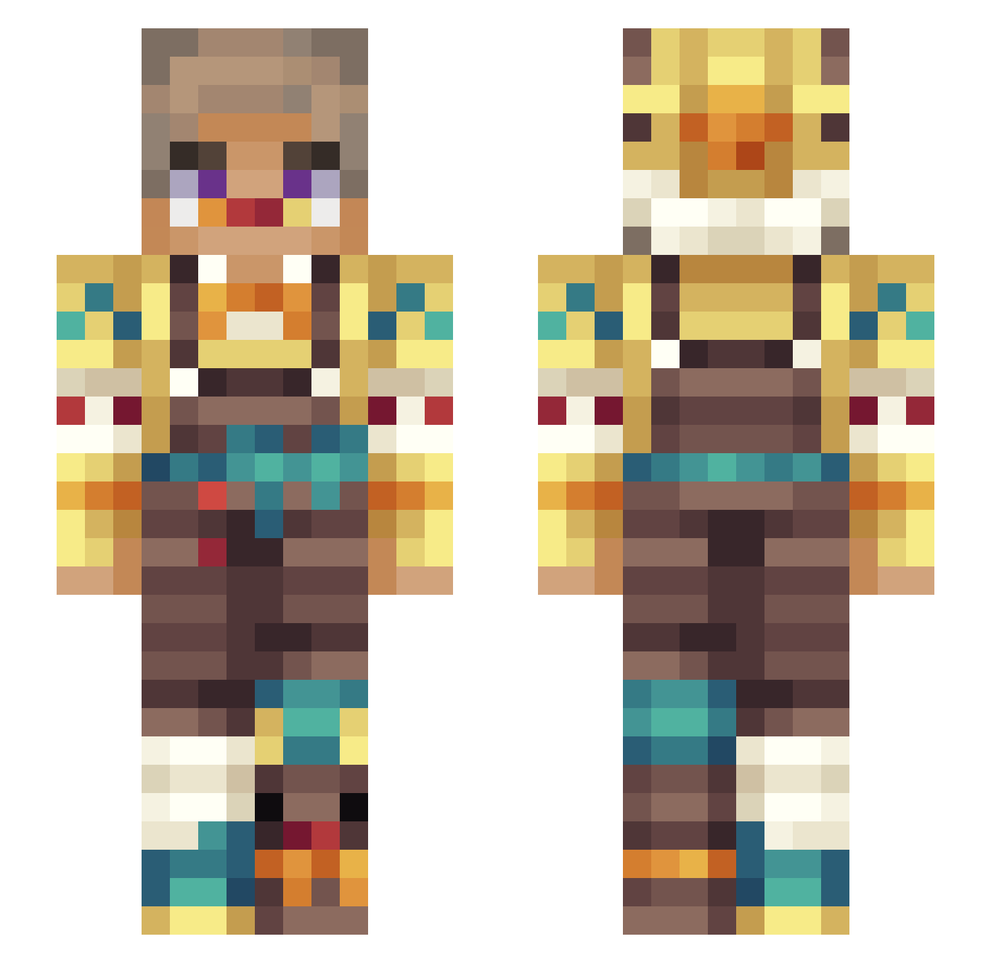 Satorubetired Minecraft skin, front and back view