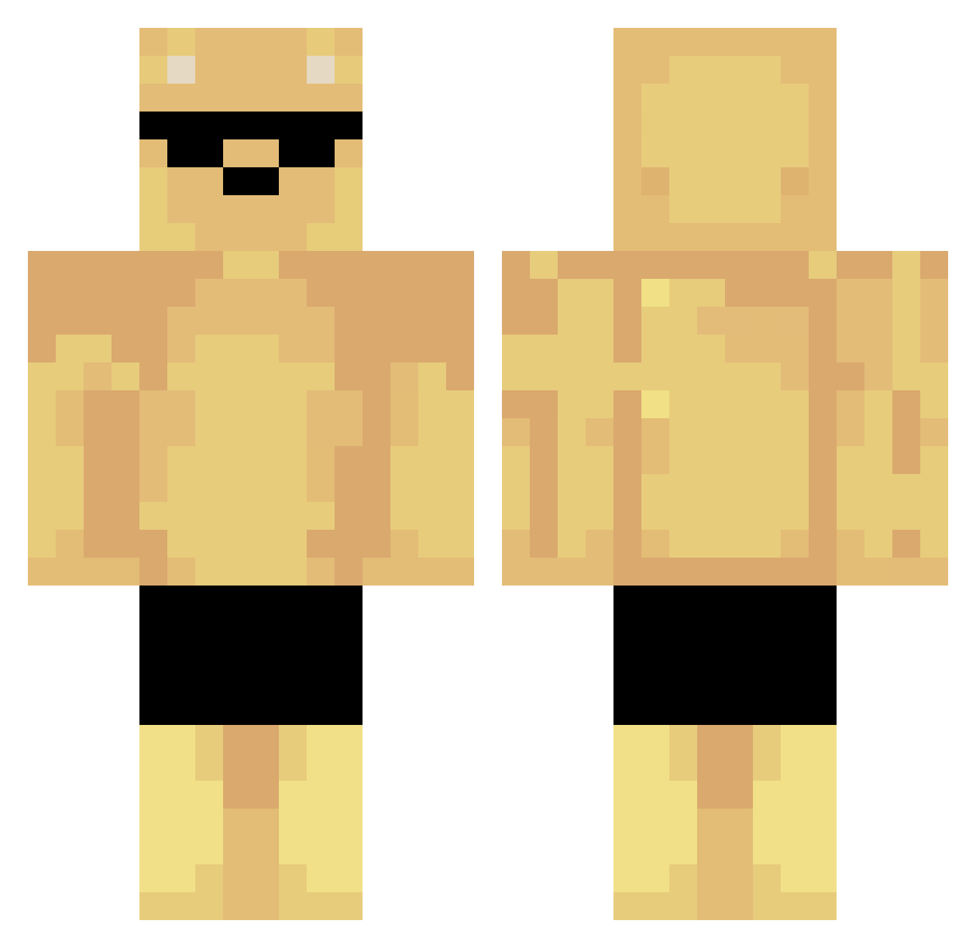 Razafted Minecraft skin, front and back view