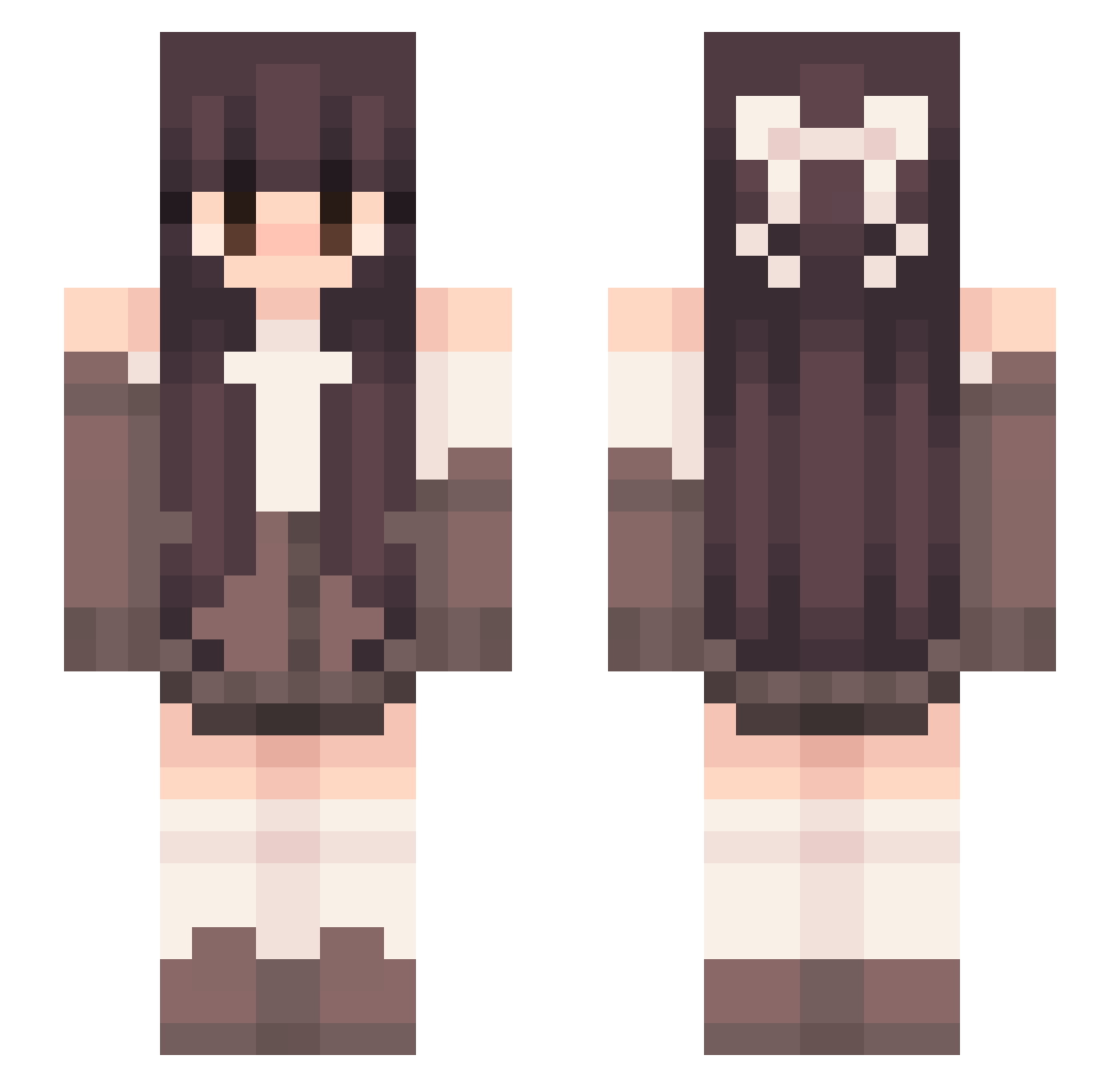 morisoup Minecraft skin, front and back view