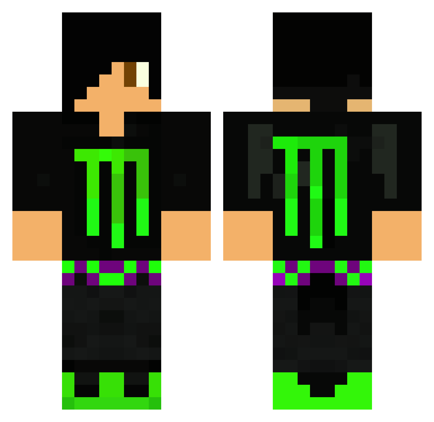Bashes Minecraft skin, front and back view