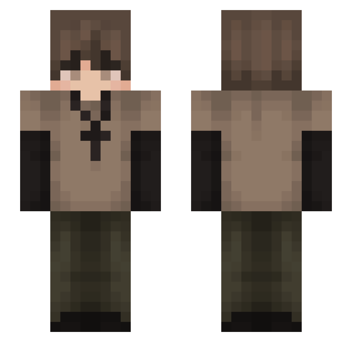 Zupikk Minecraft skin, front and back view
