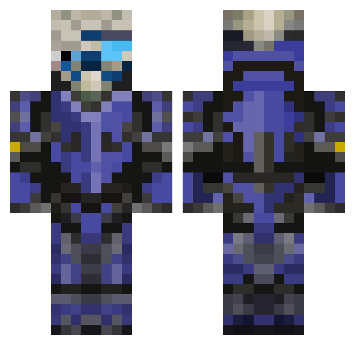 PrinceKooluggXVI Minecraft skin, front and back view