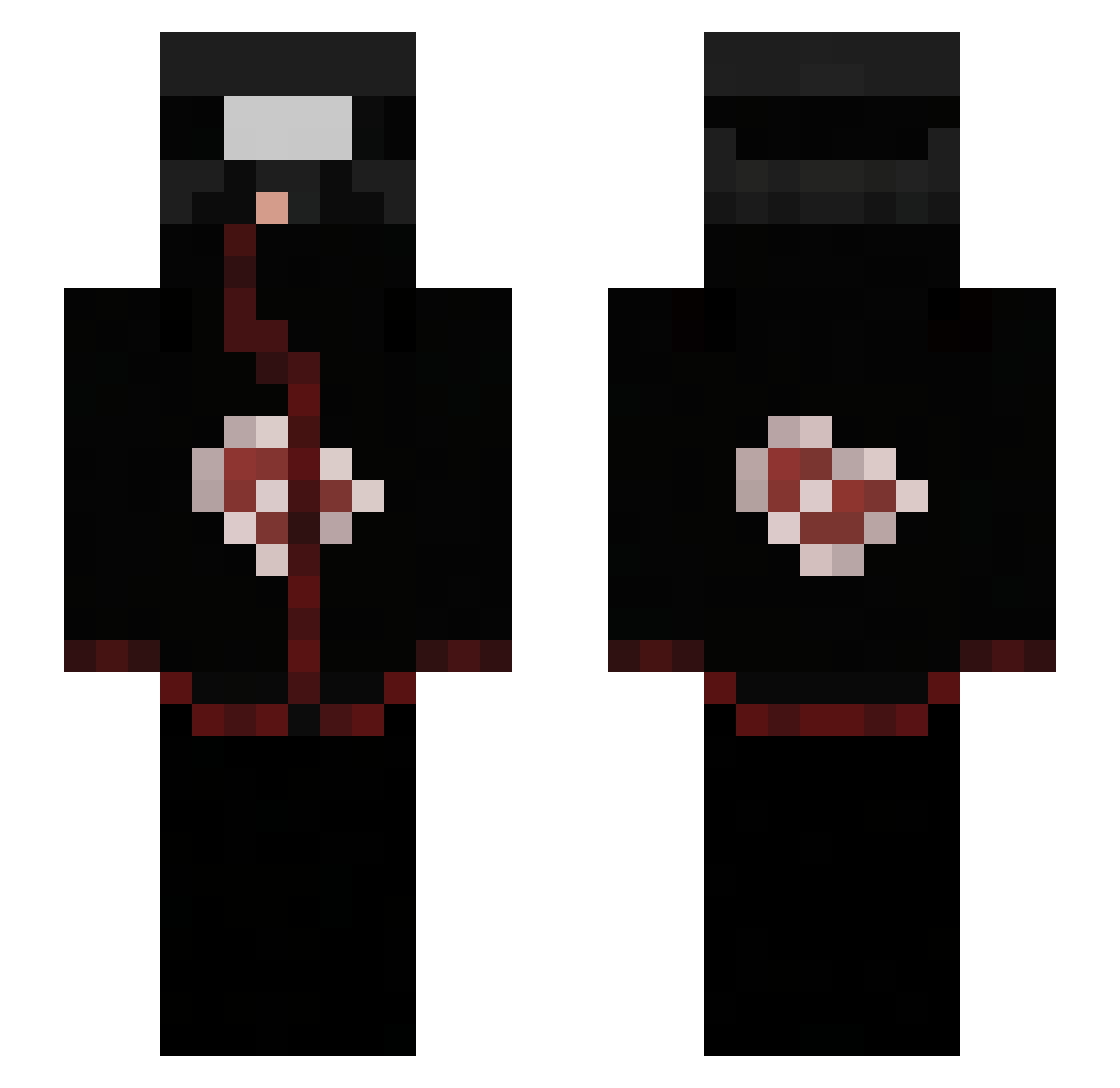 Insegurx Minecraft skin, front and back view