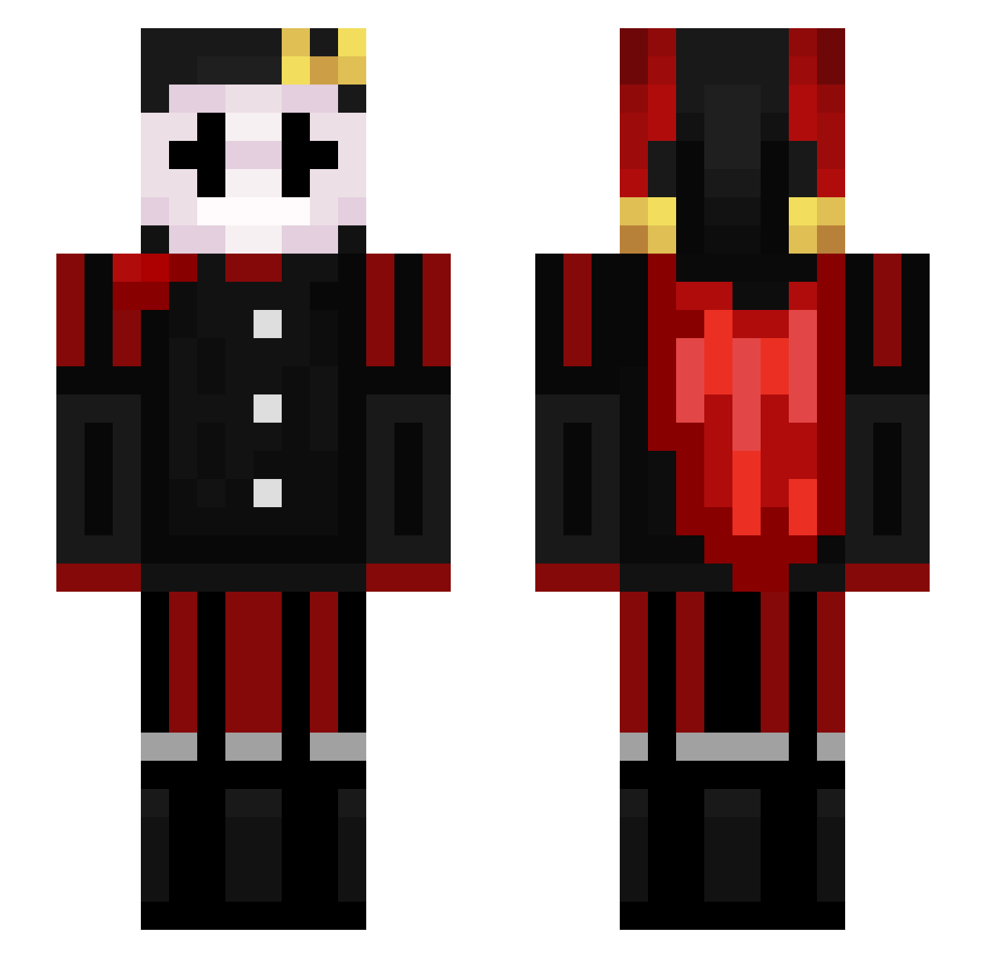 XXXTHEYAB Minecraft skin, front and back view