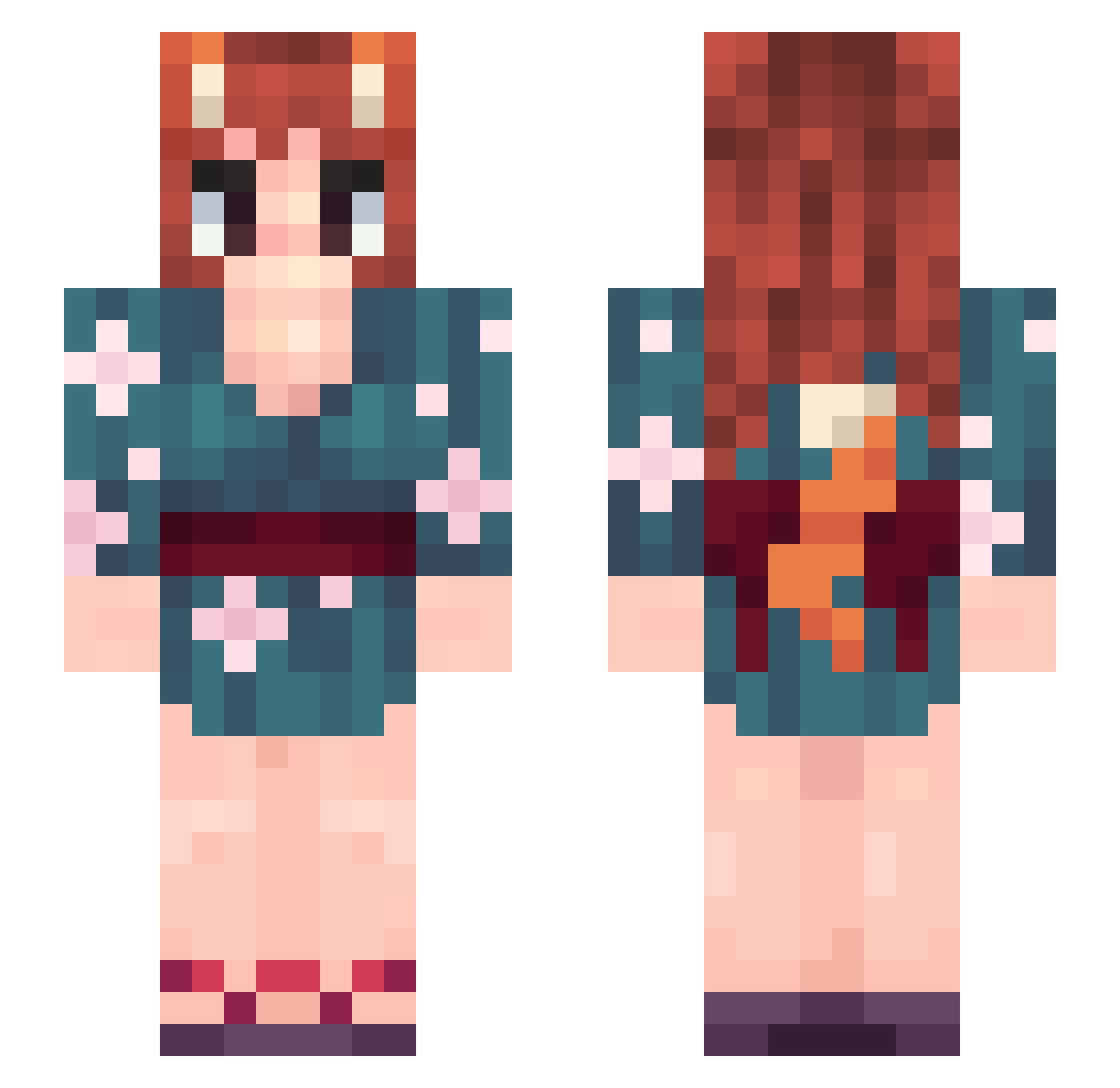Mykehru Minecraft skin, front and back view