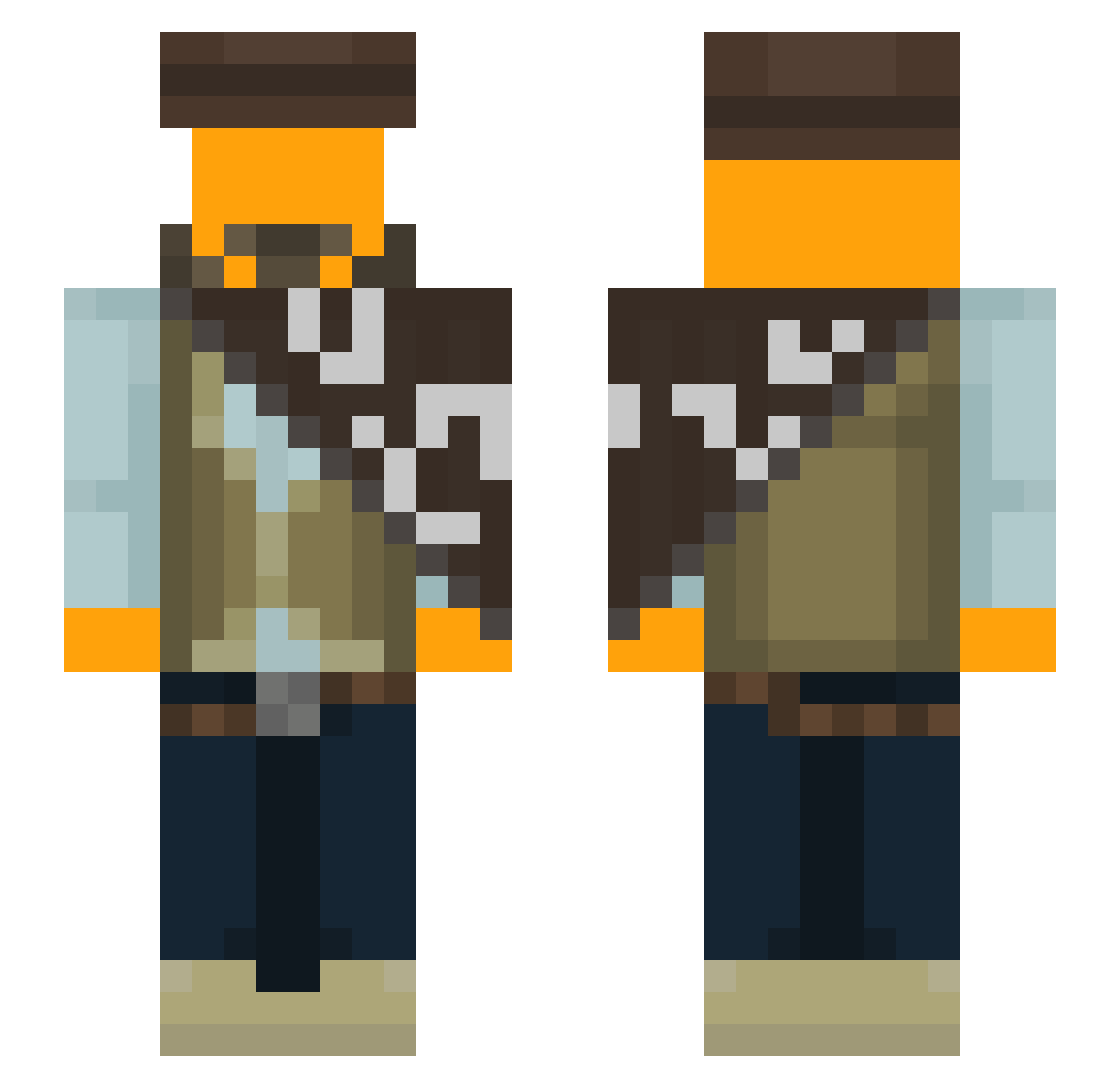 TheBumDungler Minecraft skin, front and back view